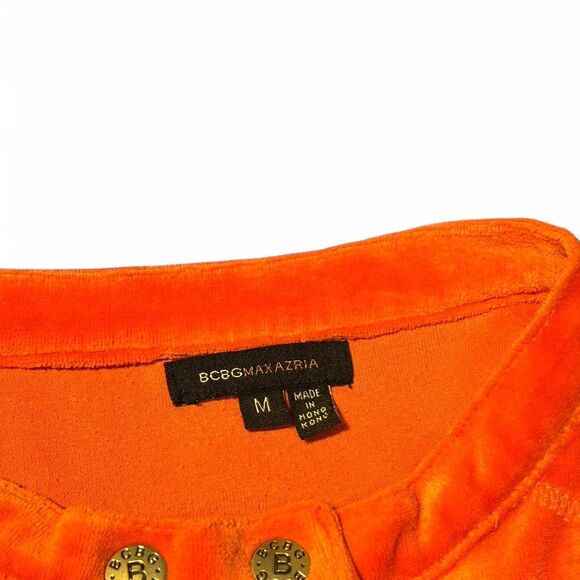 Y2K BCBG Orange Velour Zip Up jacket - Picture 3 of 5